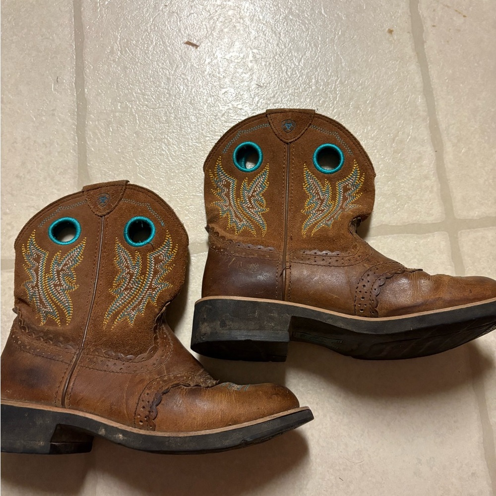 Ariat Brown Boots with Teal Interior